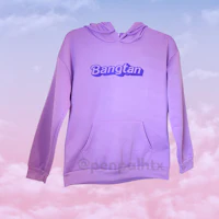 a purple hoodie with the word bangtan on it